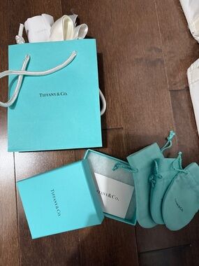Tiffany & Co. Robin's Egg Blue Gift Bag, Box & Velvet Pouches